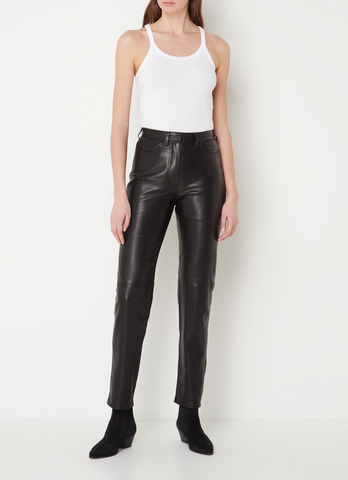 IRO Palisso tanktop met ribstructuur en ronde hals - voorkant 2 wit