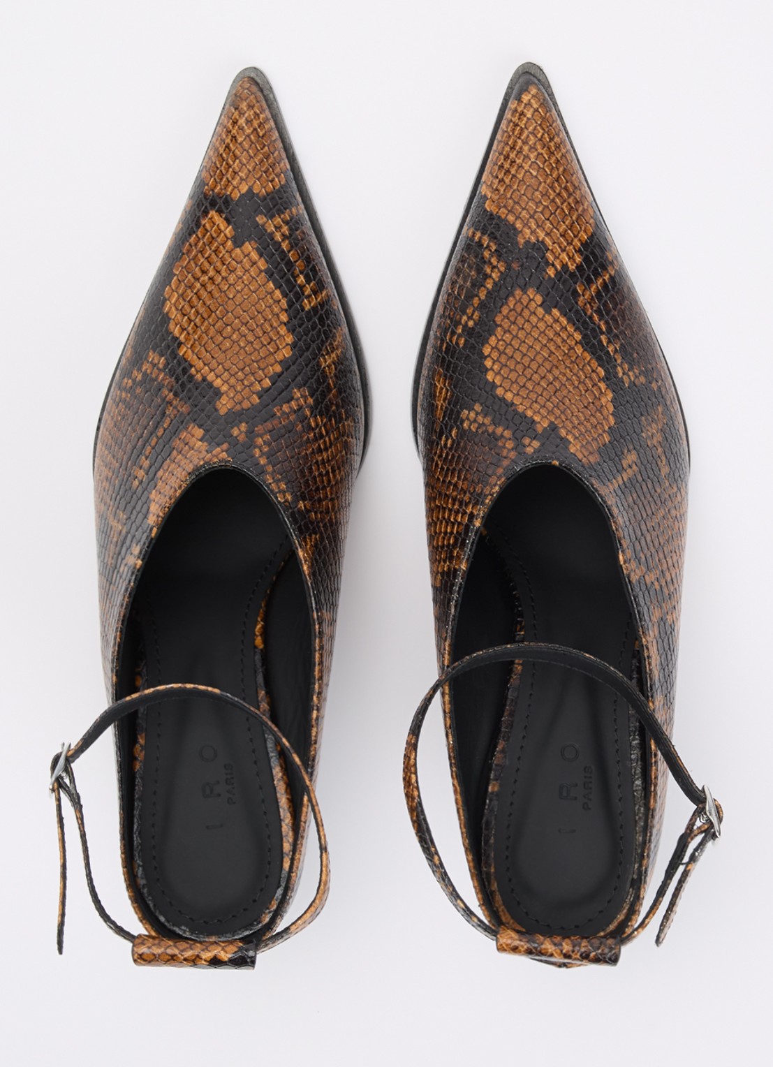 IRO Pump van leer met slangenprint  - detail 4 bruin
