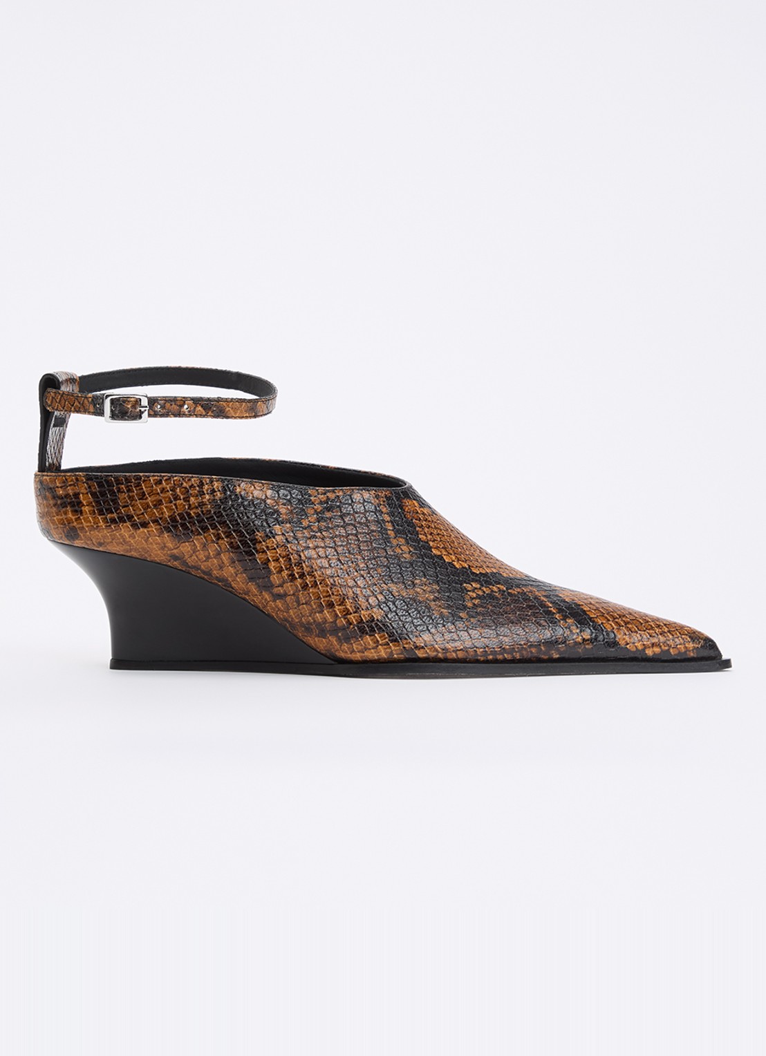 IRO Pump van leer met slangenprint  - voorkant 2 bruin