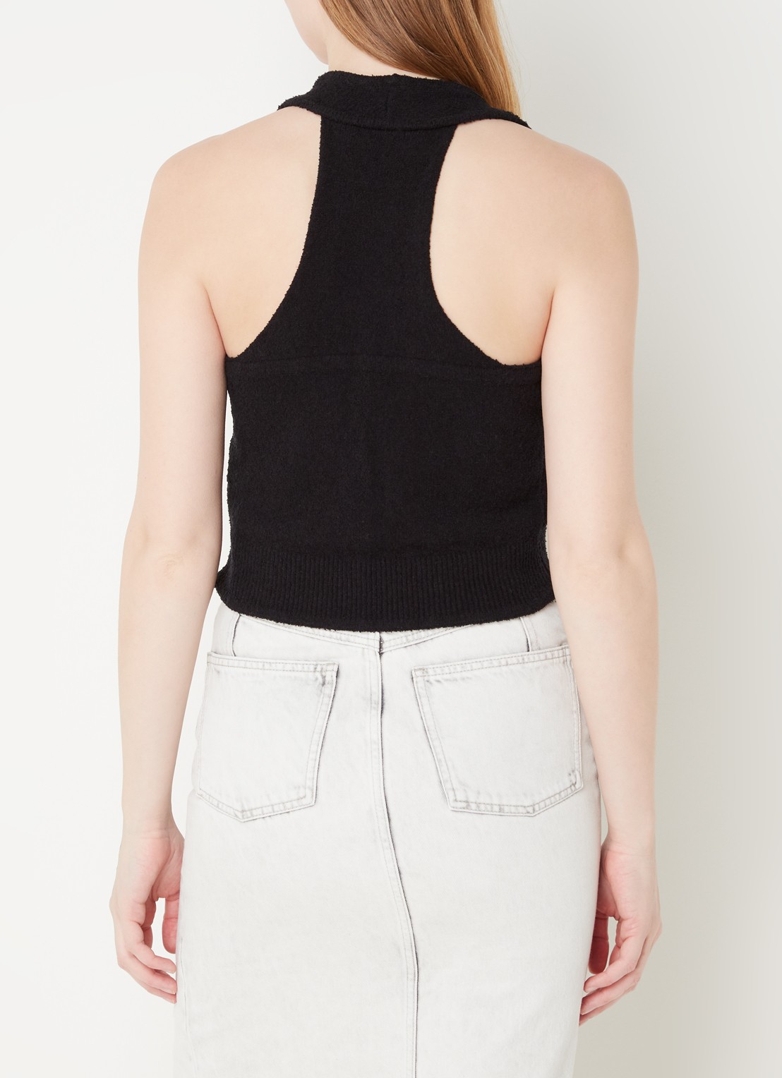 IRO Quawo fijngebreide crop top met structuur - achterkant zwart