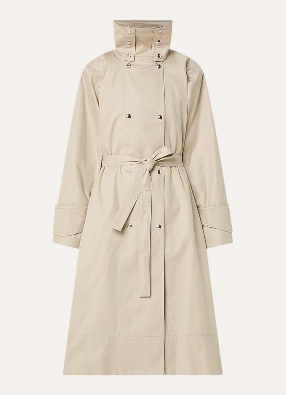 IRO Ranka trenchcoat met steekzakken en strikceintuur - voorkant beige