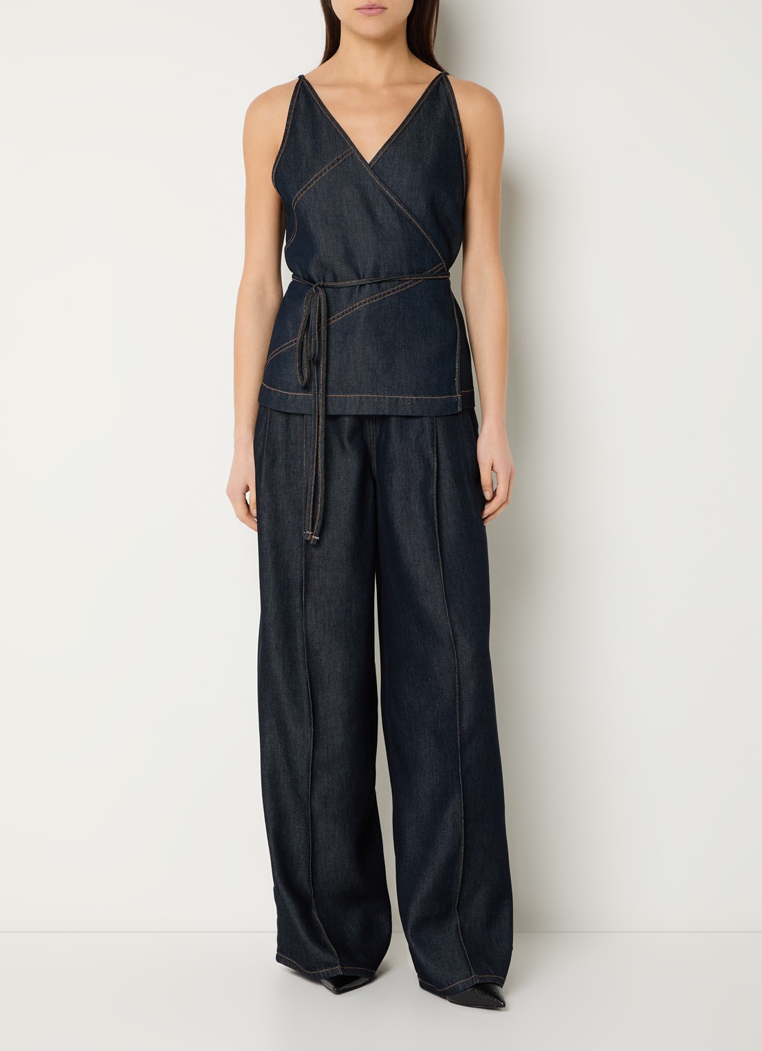 IRO Remy high waist wide leg jeans met donkere wassing - voorkant 3 indigo