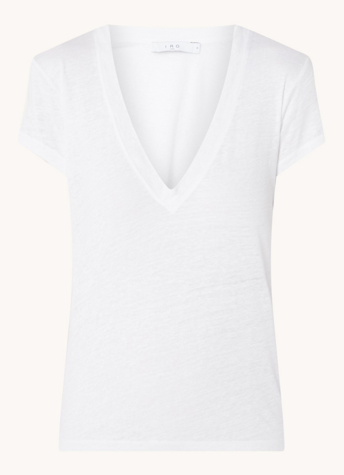 IRO Rodeo T-shirt van linnen met V-hals - voorkant 2 wit