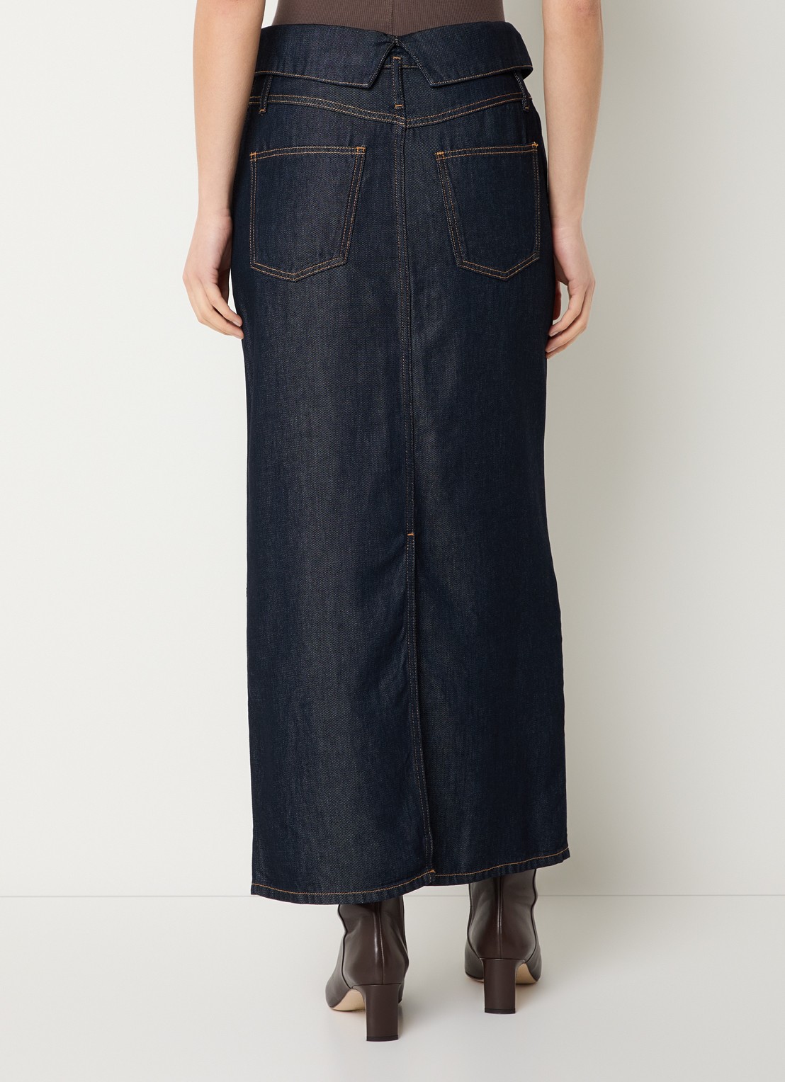 IRO Rosiane maxi rok van denim - achterkant 4 donkerblauw