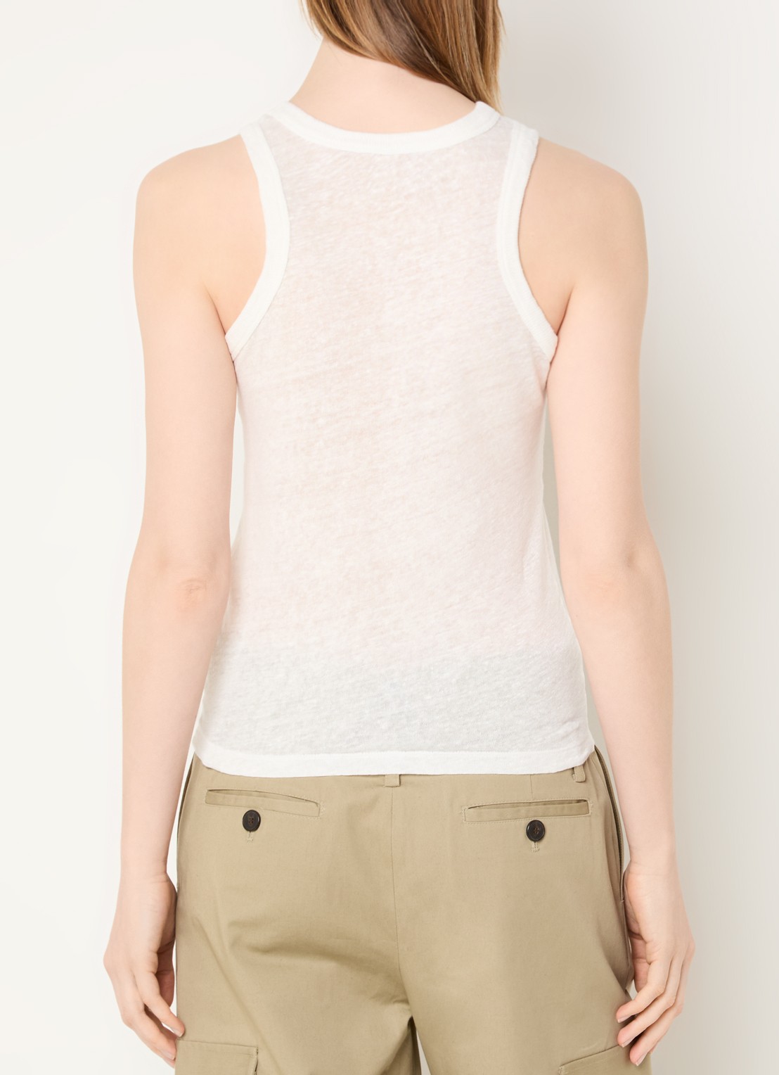IRO Safrina tanktop van linnen - achterkant 4 gebroken wit