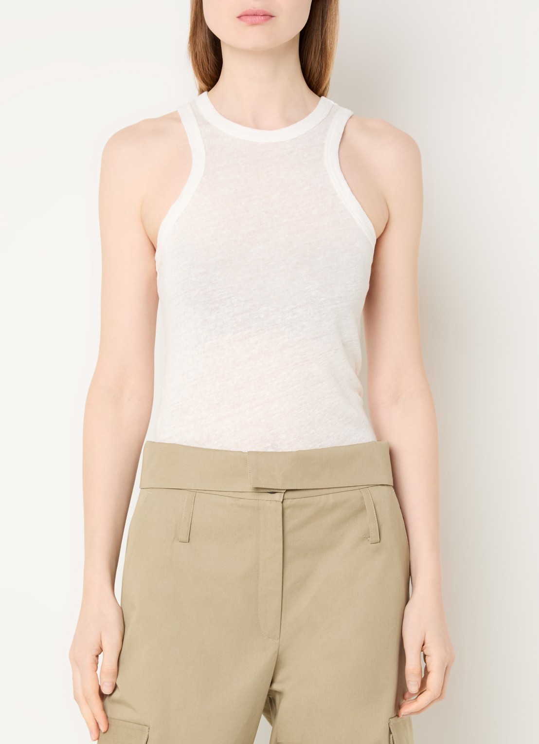 IRO Safrina tanktop van linnen - detail 3 gebroken wit