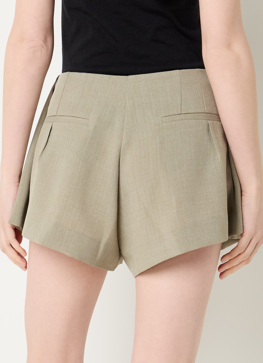 IRO Souty wide leg korte broek met steekzakken - achterkant 4 olijfgroen