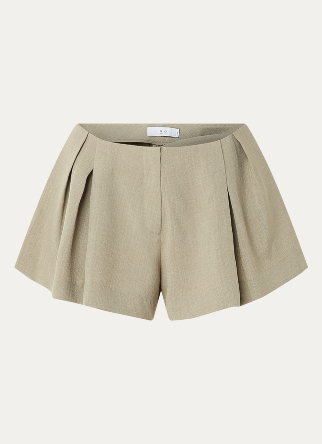 IRO Souty wide leg korte broek met steekzakken - voorkant olijfgroen