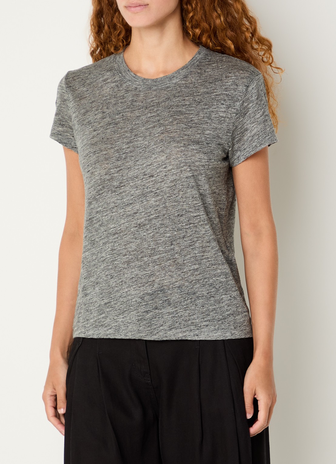 IRO T-shirt van linnen met ronde hals - detail 4 grijsmele