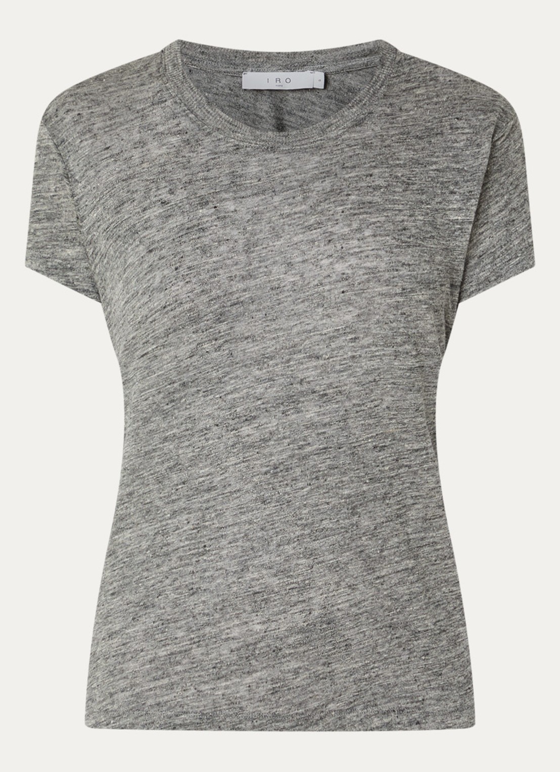 IRO T-shirt van linnen met ronde hals - voorkant grijsmele