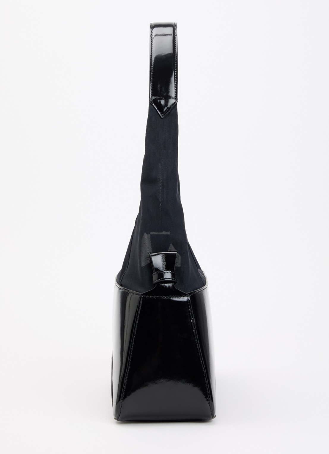 IRO Tandem Gloss Large handtas van lakleer met afneembare schouderriem - detail 3 zwart