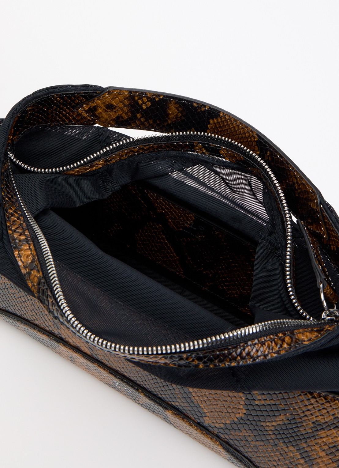 IRO Tandem Python handtas van leer - detail 3 oranjebruin