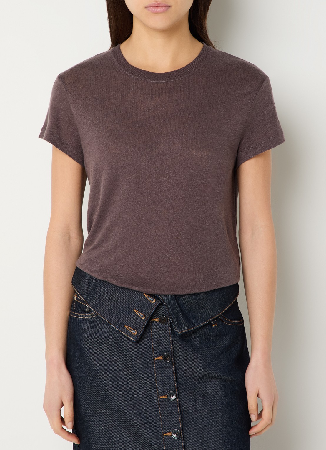 IRO Third T-shirt met ronde hals - detail 3 bruin
