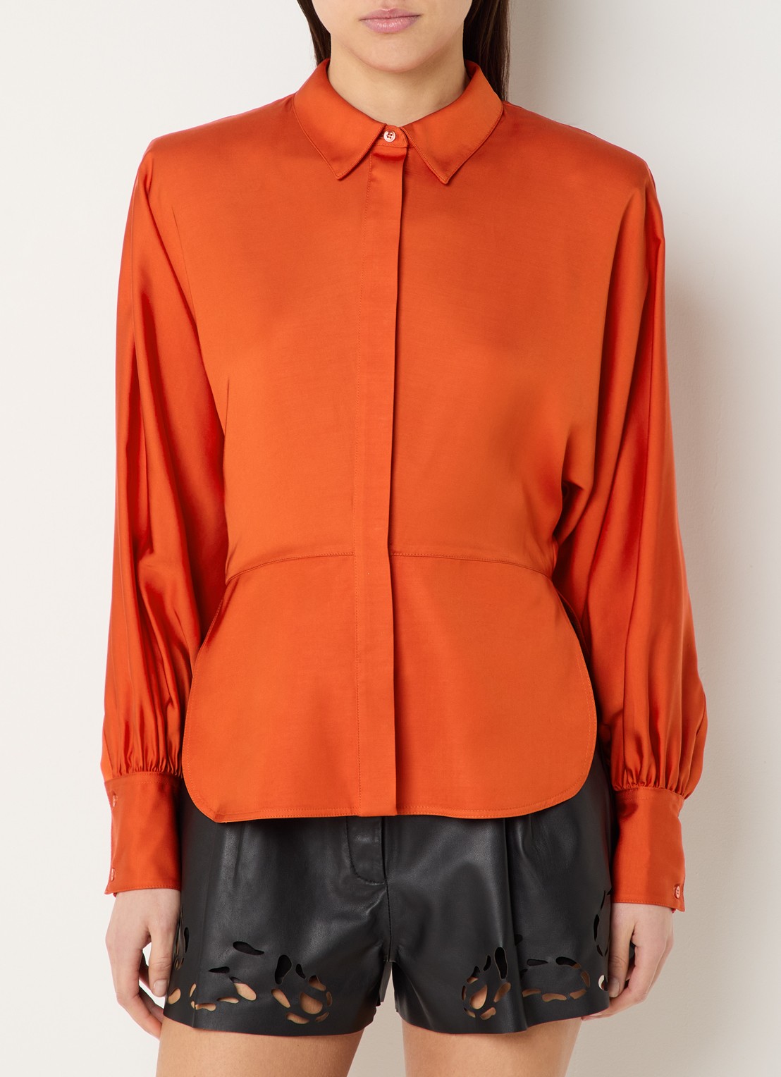 IRO Udonia blouse van satijn - detail donkeroranje
