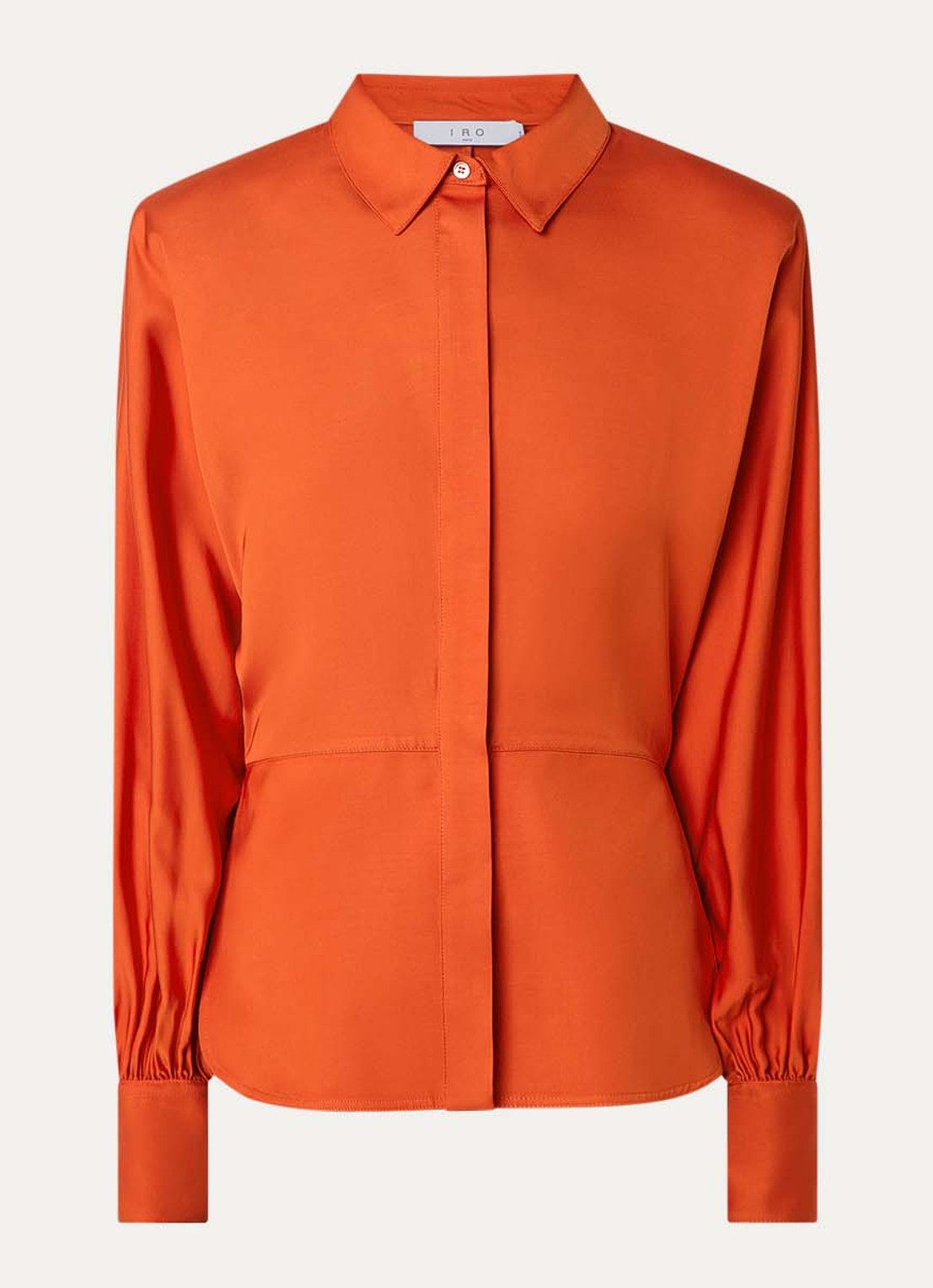IRO Udonia blouse van satijn - voorkant 3 donkeroranje