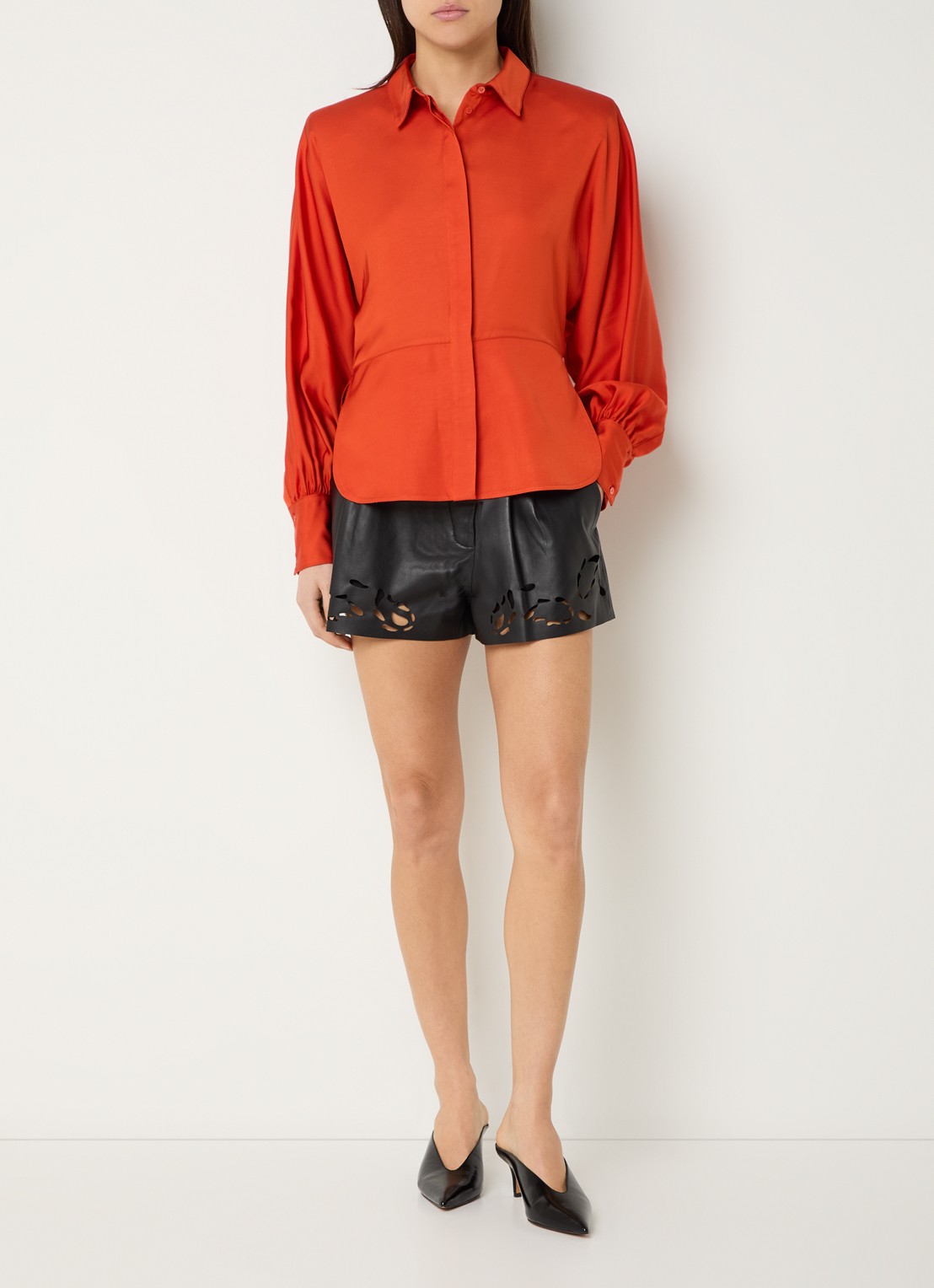 IRO Udonia blouse van satijn - voorkant 4 donkeroranje