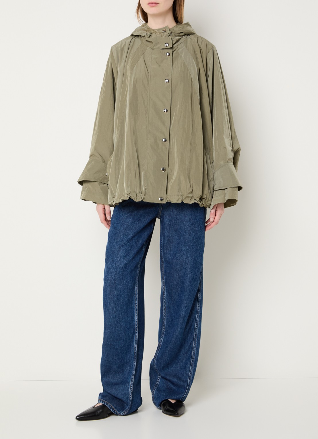 IRO Wallie parka met capuchon - voorkant 2 olijfgroen