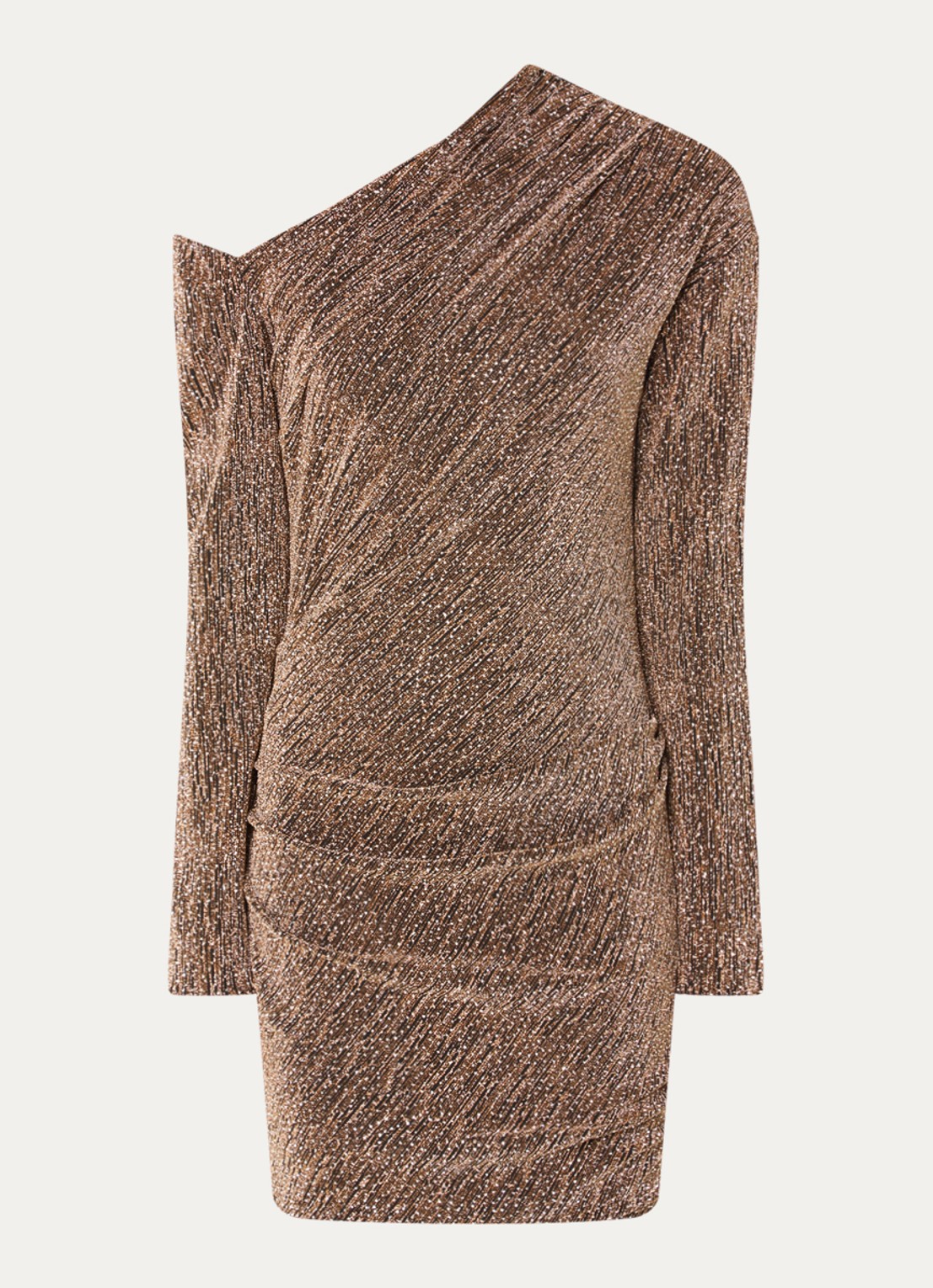 IRO Yonder mini jurk met strass en asymmetrische hals - voorkant 3 roségoud