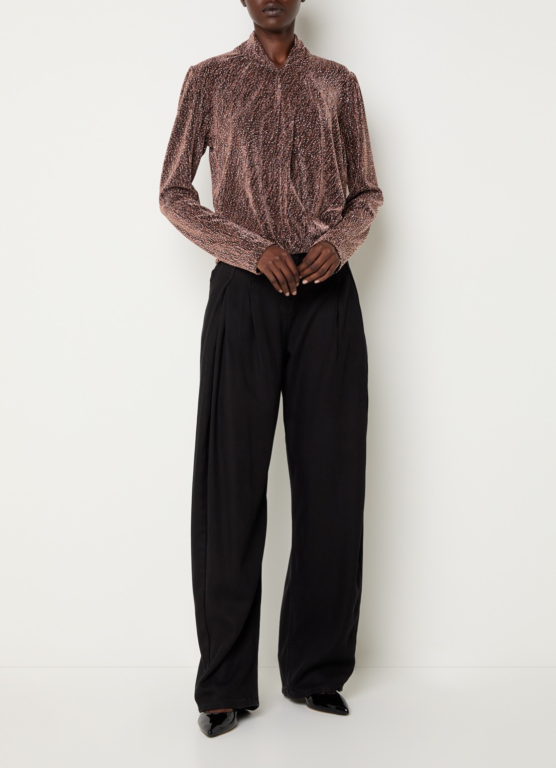 IRO Ysane top met strass - voorkant 3 bruin