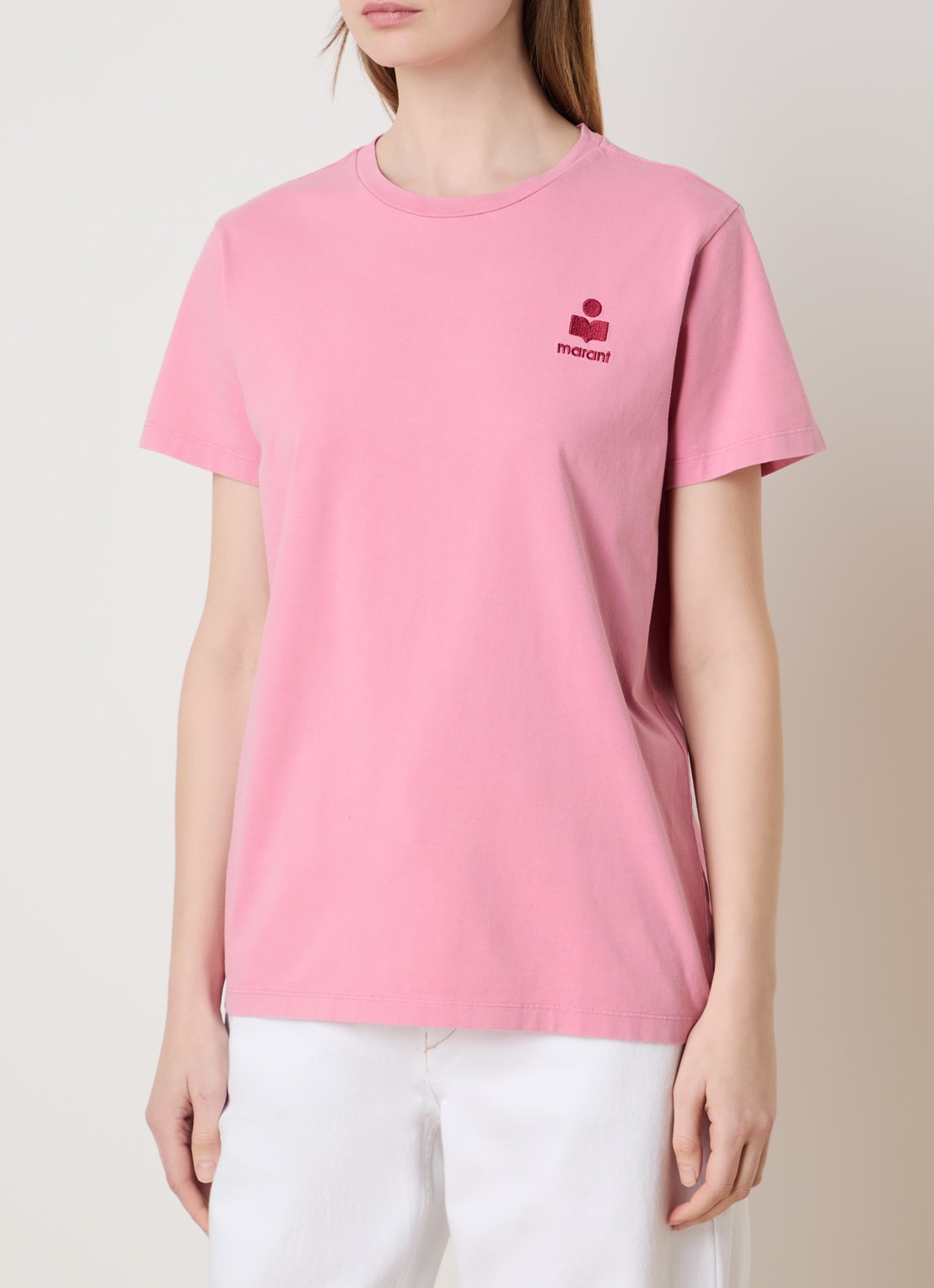 Isabel Marant Aby T-shirt met logoborduring - detail 2 roze