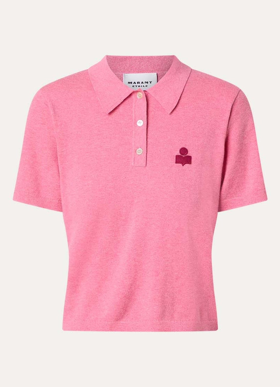 Isabel Marant Althea polo met logoborduring - voorkant 2 roze