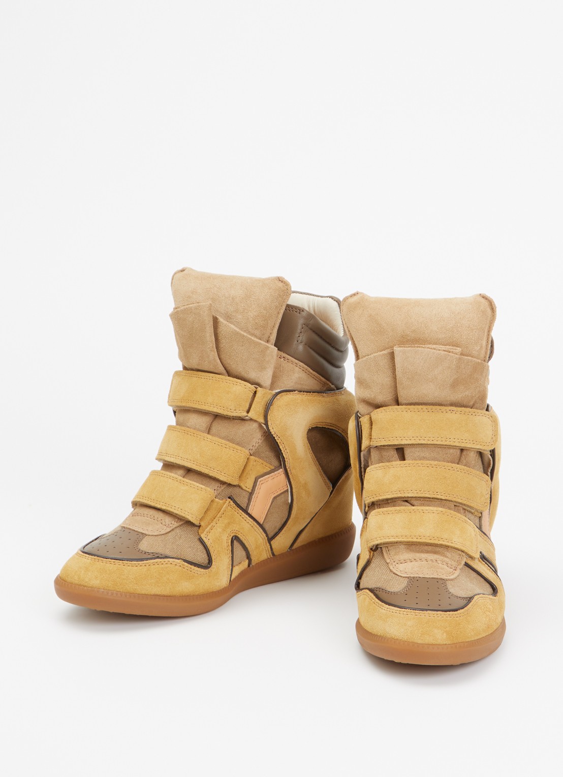 Isabel Marant Bekett sneakerwedge van kalfssuède - detail 4 khaki