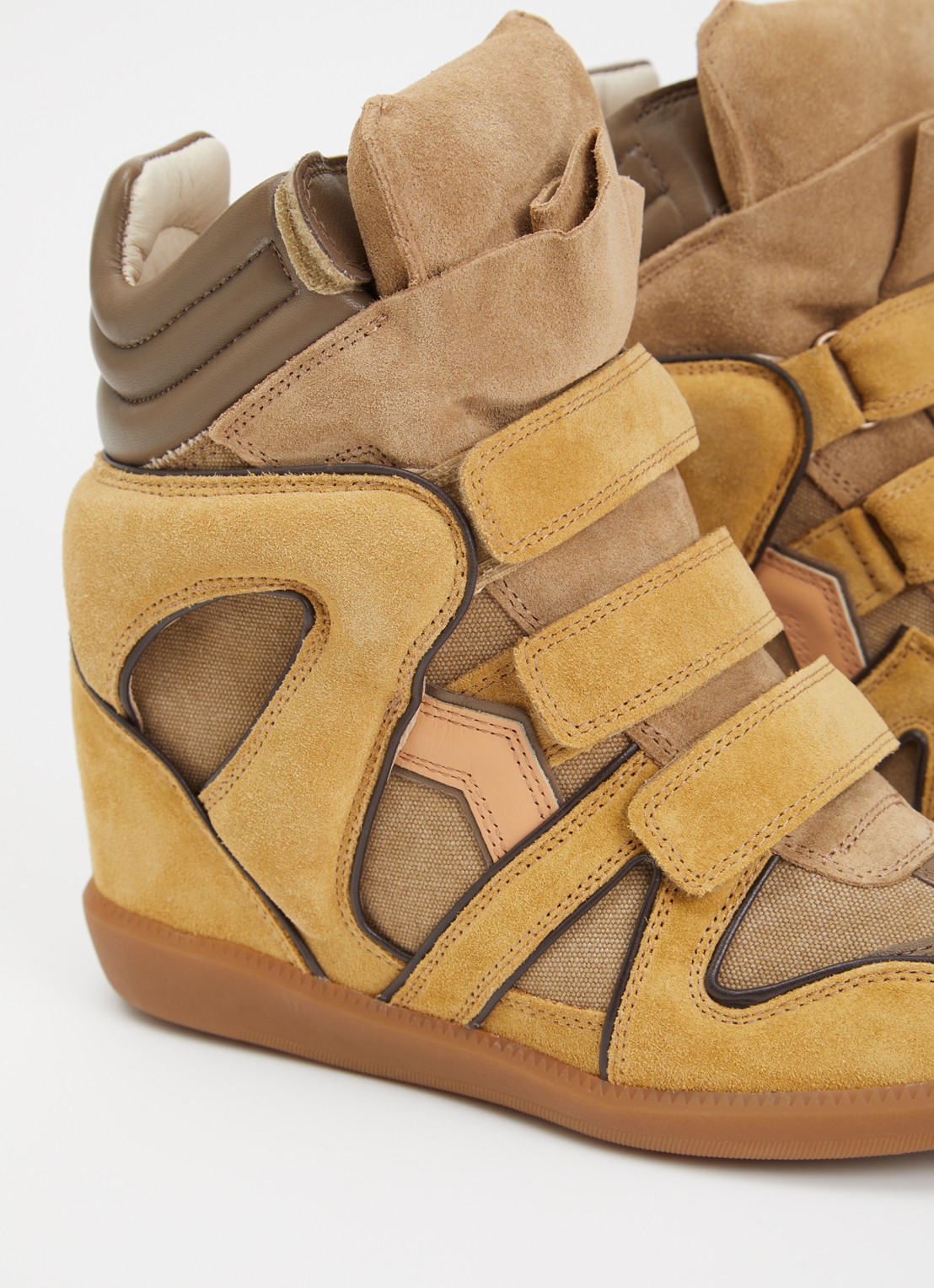 Isabel Marant Bekett sneakerwedge van kalfssuède - detail 6 khaki