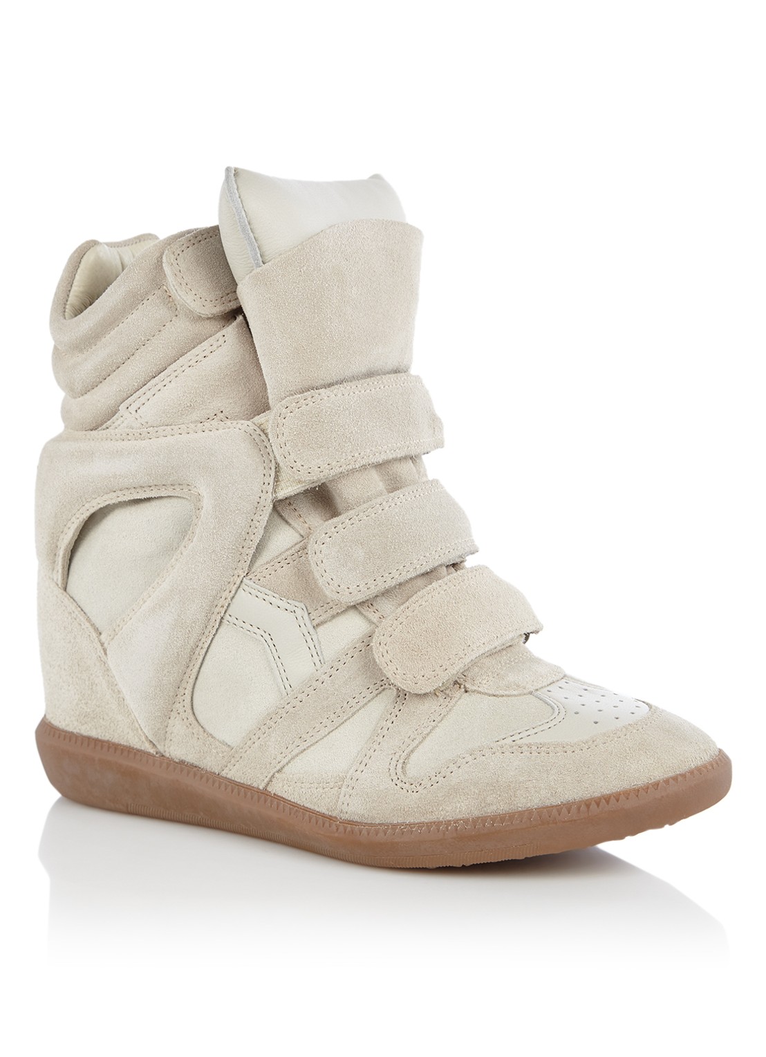Isabel Marant Bekett sneakerwedge van suède - voorkant ivoor