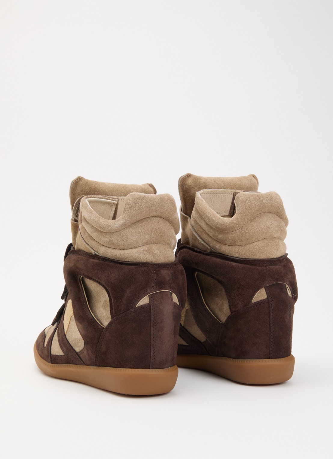 Isabel Marant Bekett sneakerwedge van suéde  - achterkant chocoladebruin