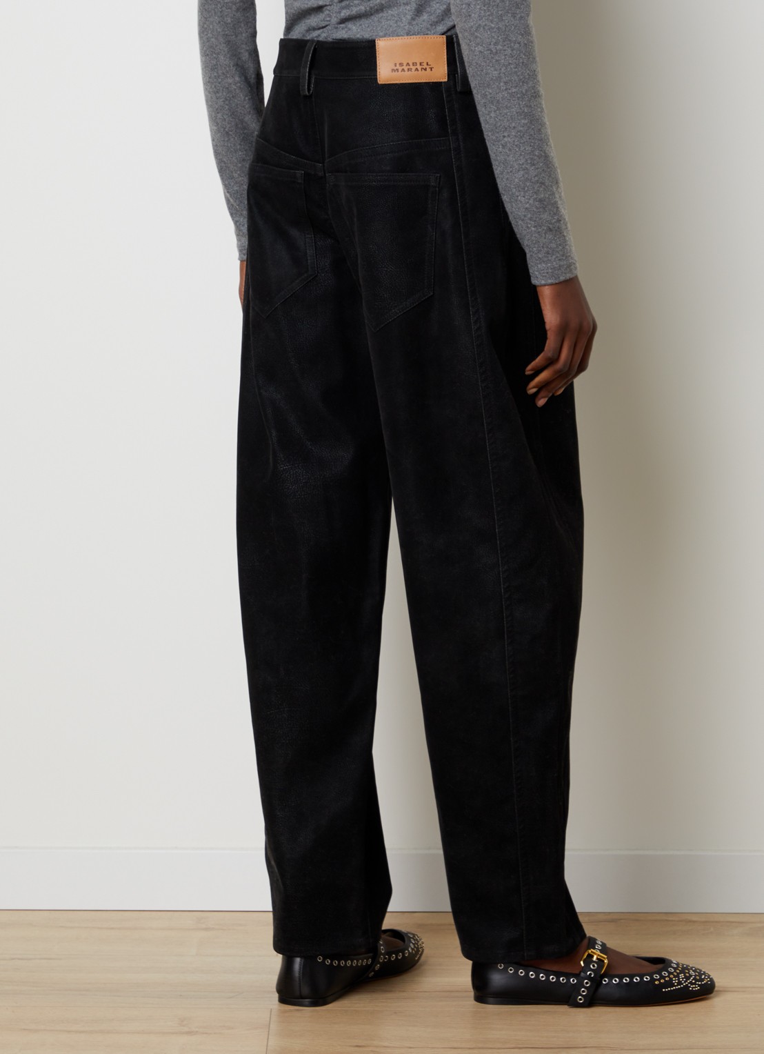 Isabel Marant Belky high waist straight leg jeans met steekzakken - achterkant 4 zwart