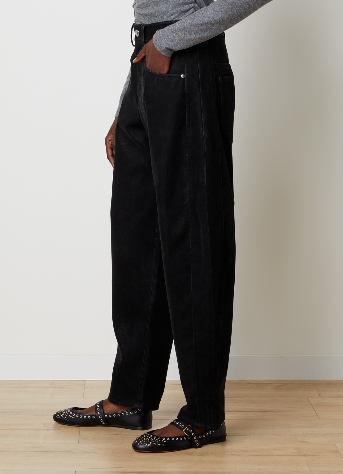Isabel Marant Belky high waist straight leg jeans met steekzakken - detail 2 zwart