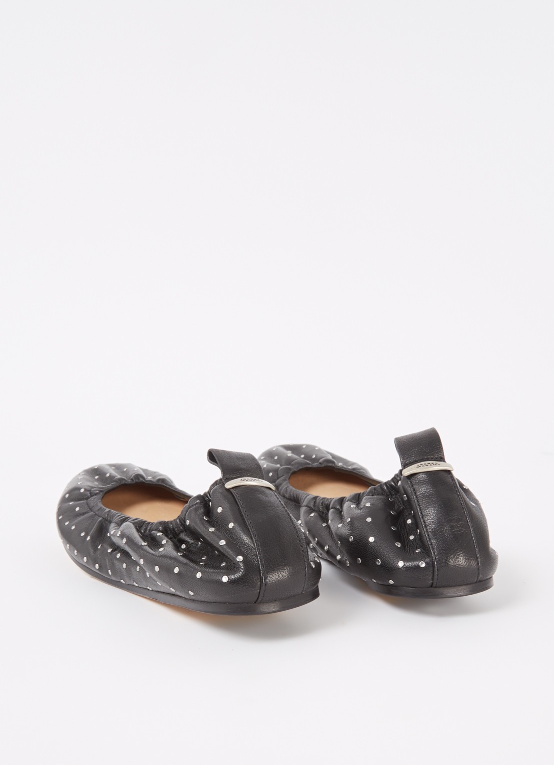 Isabel Marant Belna ballerina van leer met stippenprint - achterkant zwart