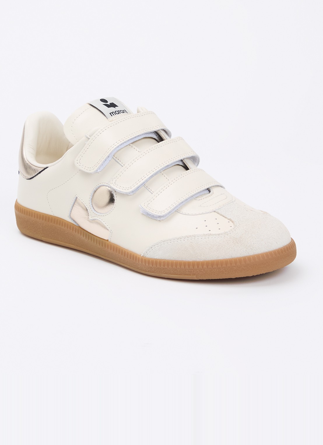 Isabel Marant Beth sneaker van leer met details van suède  - voorkant 6 beige
