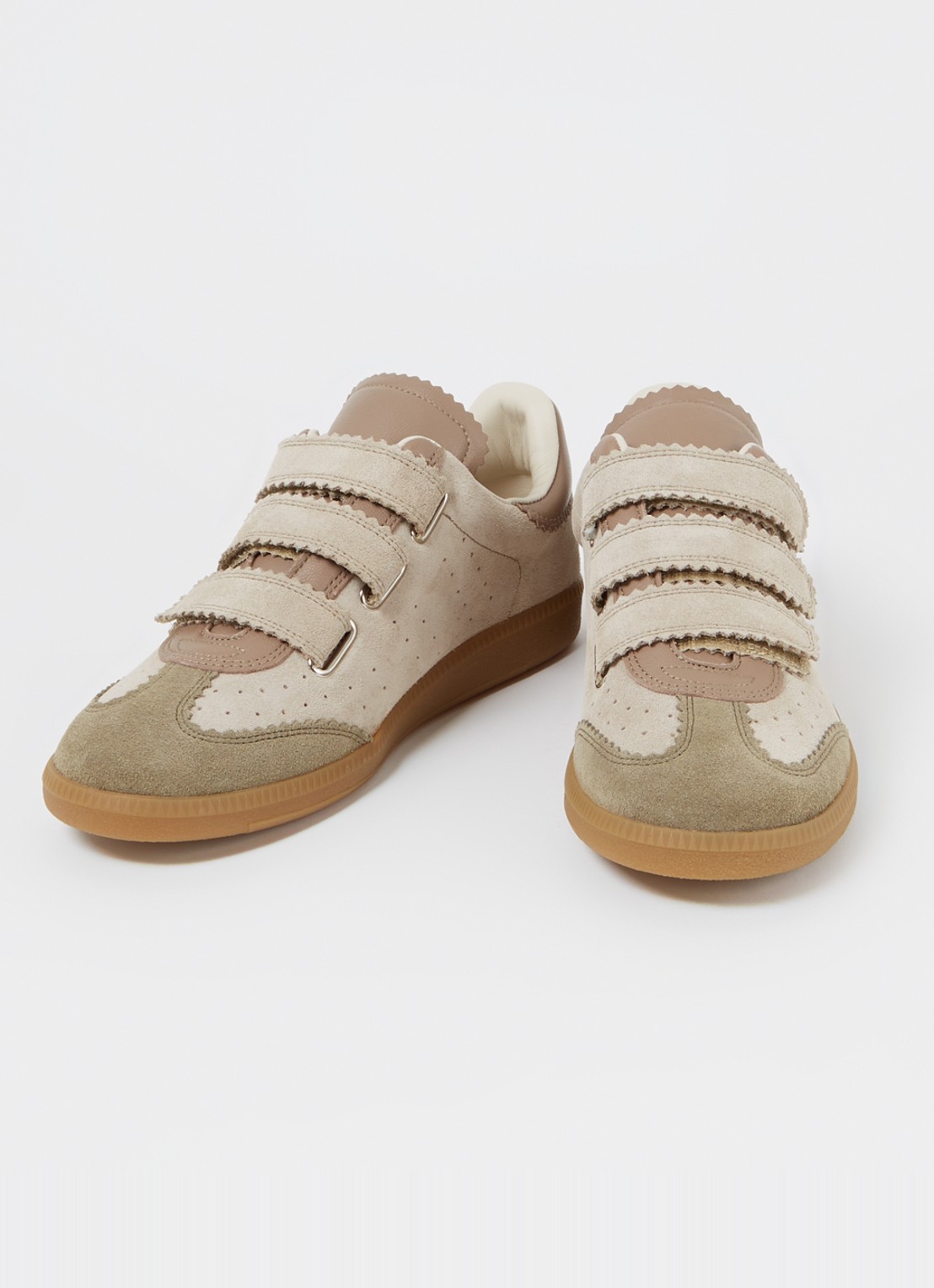 Isabel Marant Beth sneaker van suède met leren details - detail 2 taupe