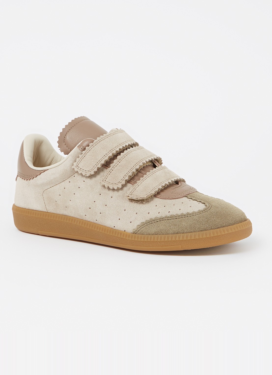 Isabel Marant Beth sneaker van suède met leren details - voorkant 6 taupe