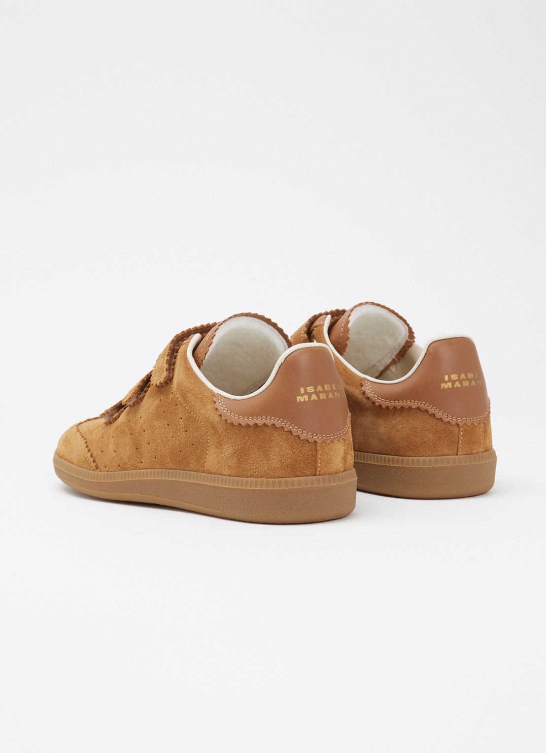 Isabel Marant Beth sneaker van suède met leren details - achterkant 3 cognac
