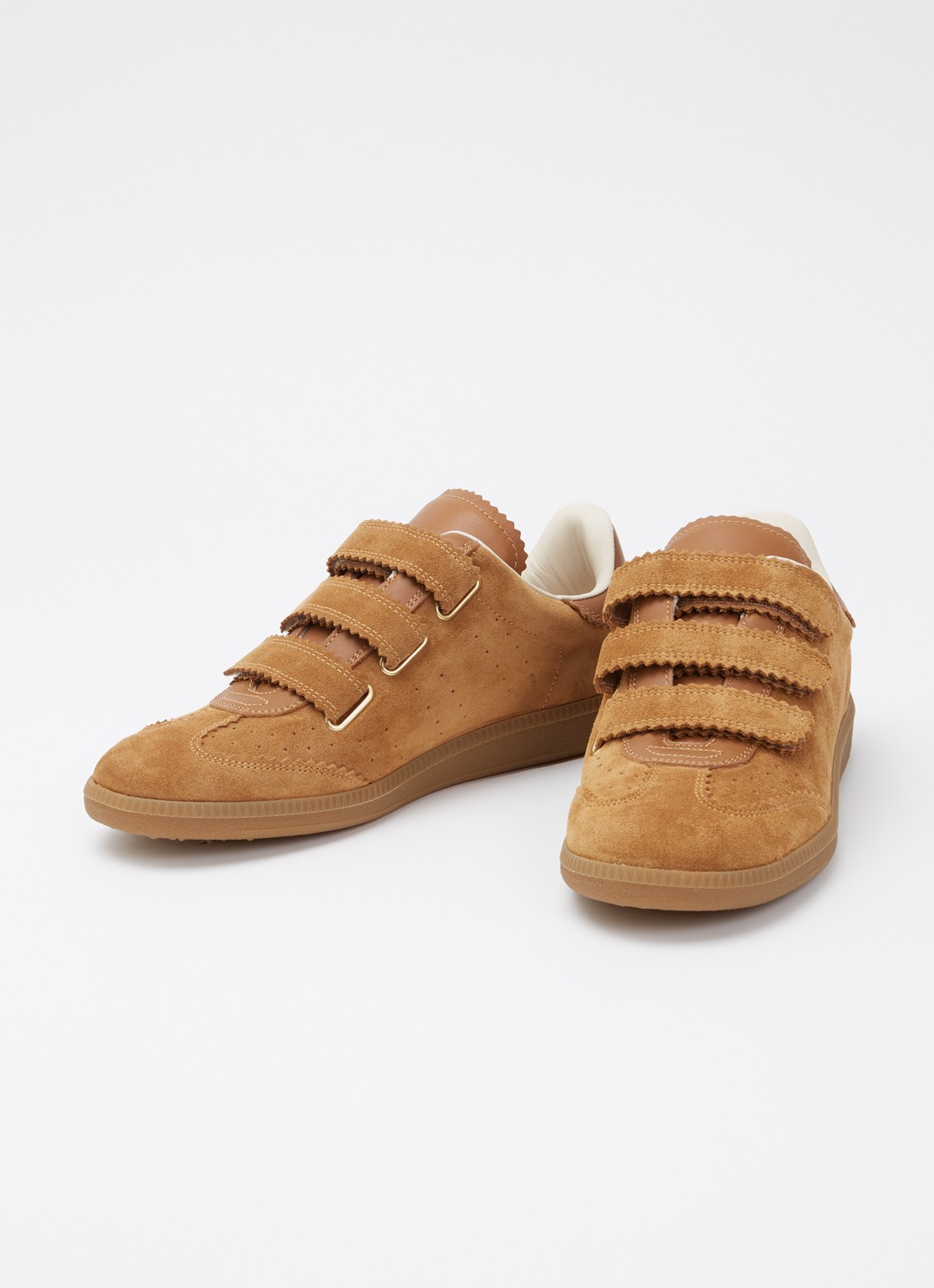 Isabel Marant Beth sneaker van suède met leren details - detail 4 cognac