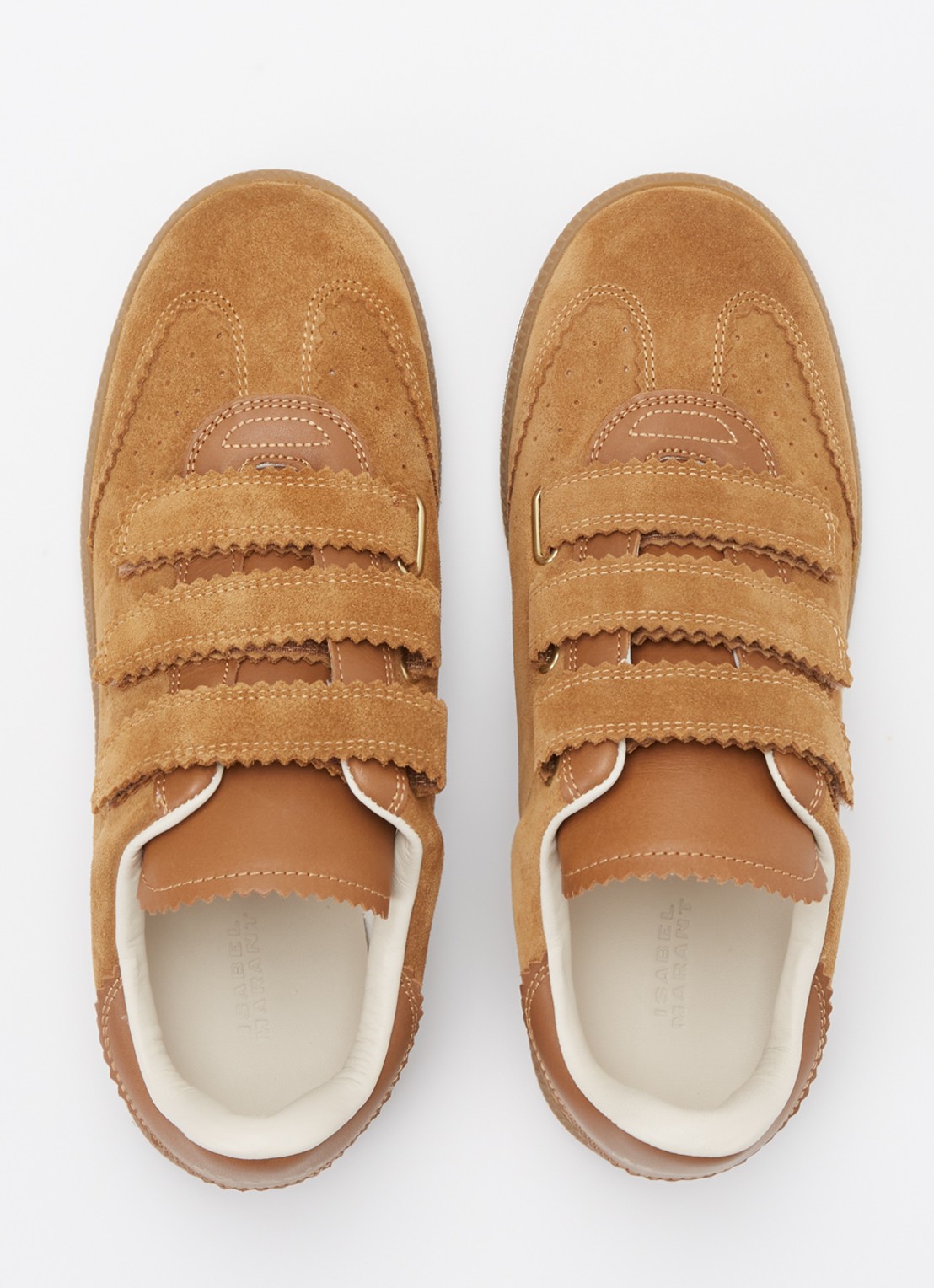Isabel Marant Beth sneaker van suède met leren details - detail 5 cognac