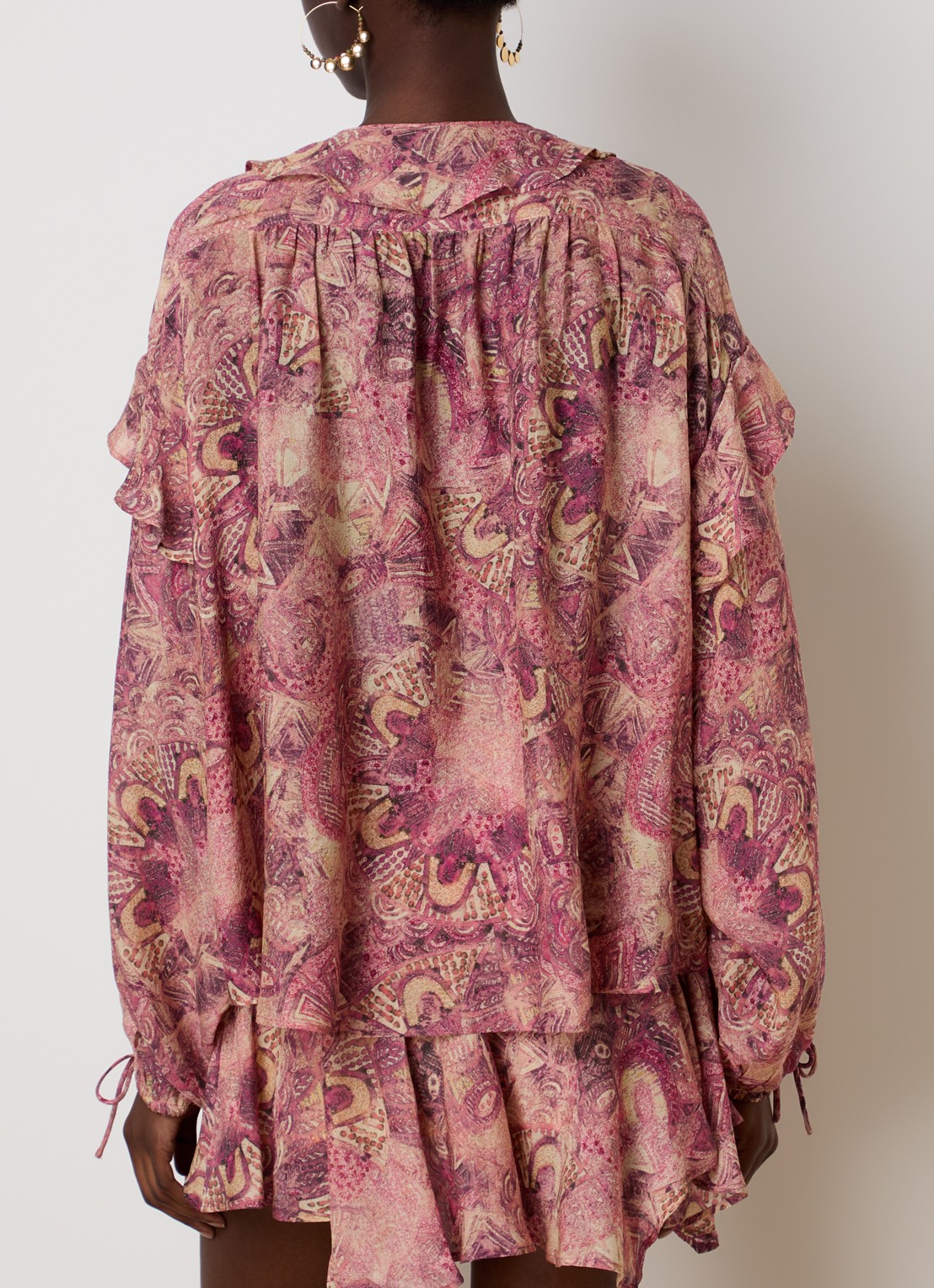 Isabel Marant Blouse van zijde met print - achterkant donkerroze