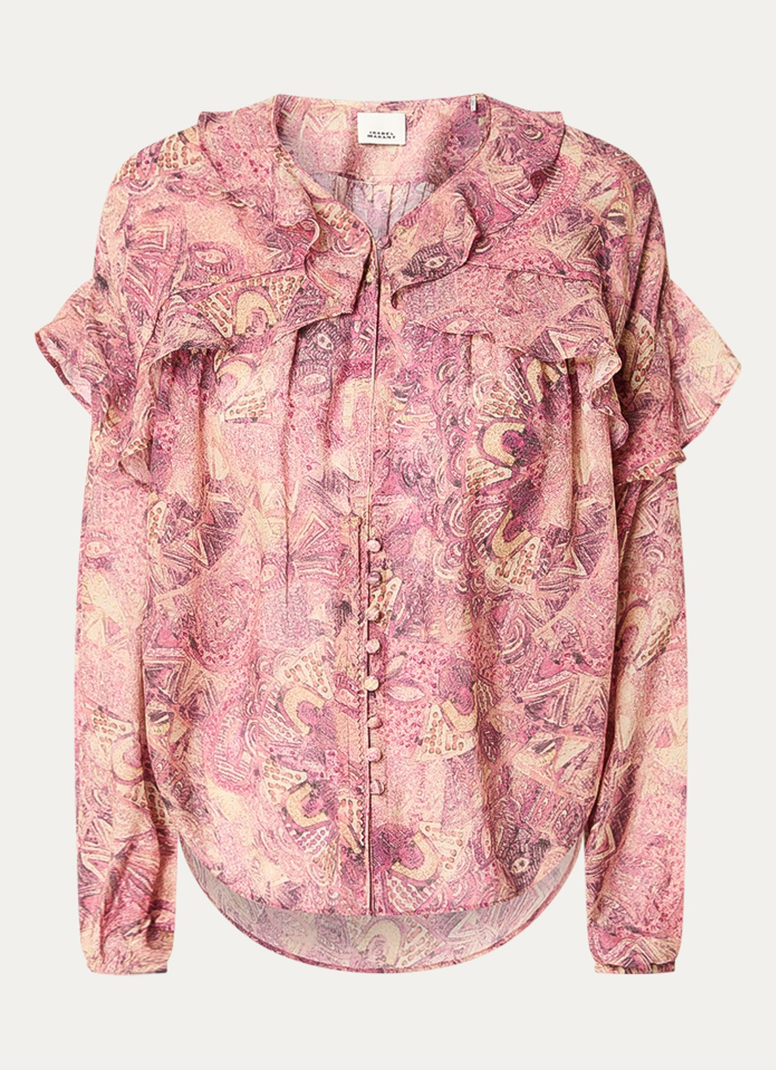 Isabel Marant Blouse van zijde met print - voorkant 2 donkerroze
