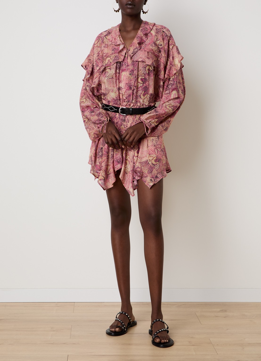 Isabel Marant Blouse van zijde met print - voorkant 3 donkerroze