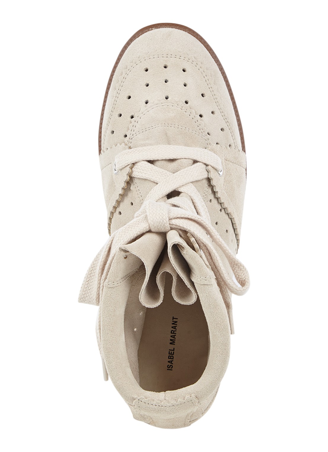 Isabel Marant Bobby sneakerwedge van kalfssuède - detail 4 gebroken wit