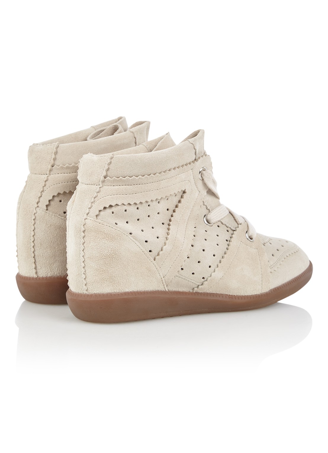 Isabel Marant Bobby sneakerwedge van kalfssuède - detail 5 gebroken wit