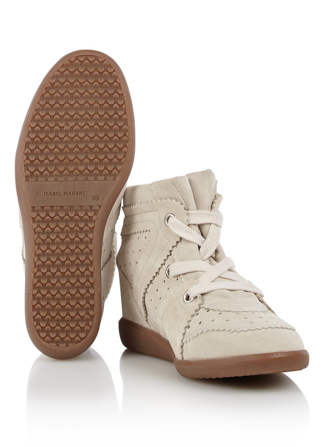 Isabel Marant Bobby sneakerwedge van kalfssuède - detail 6 gebroken wit