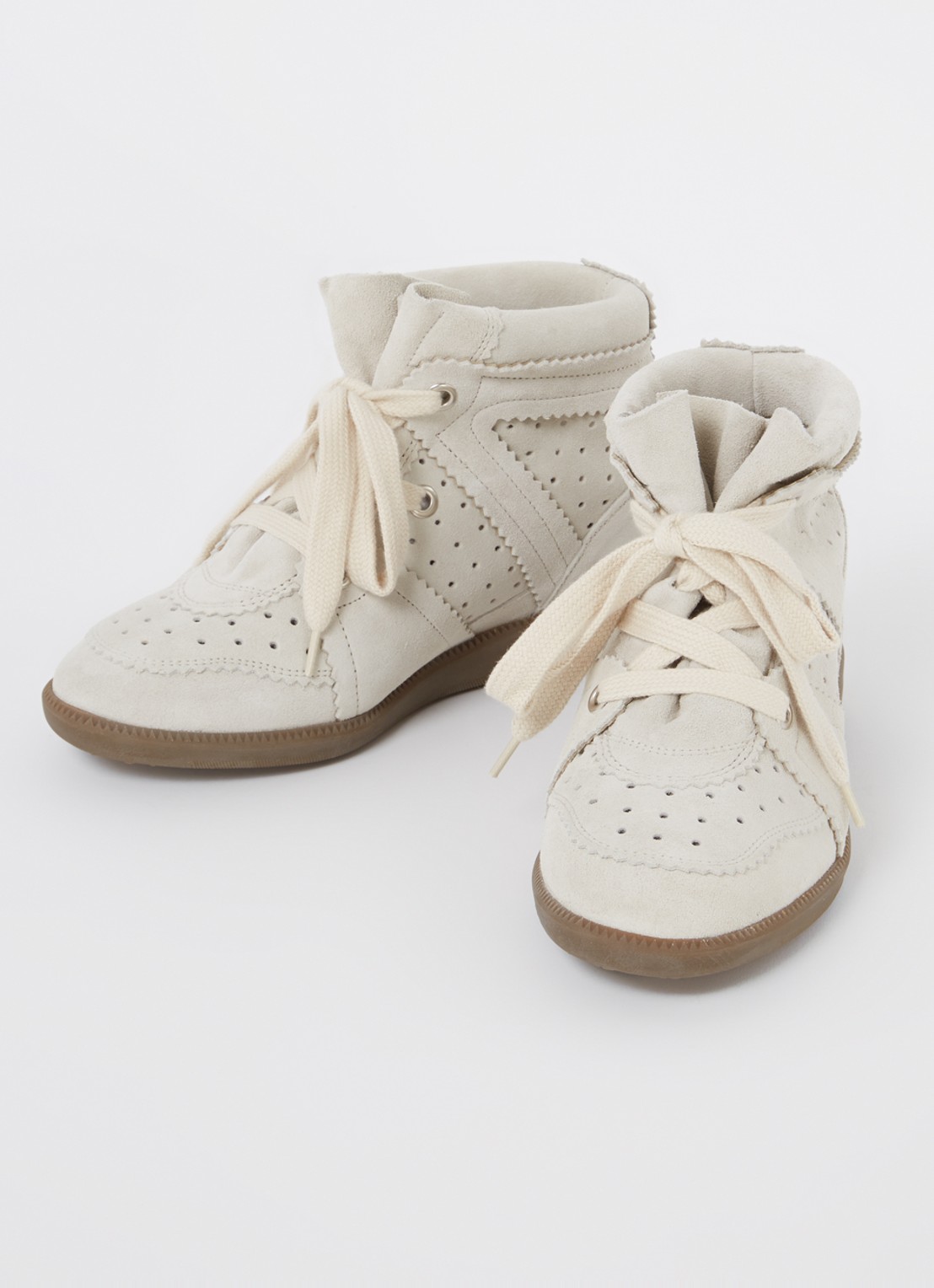 Isabel Marant Bobby sneakerwedge van kalfssuède - detail 7 gebroken wit