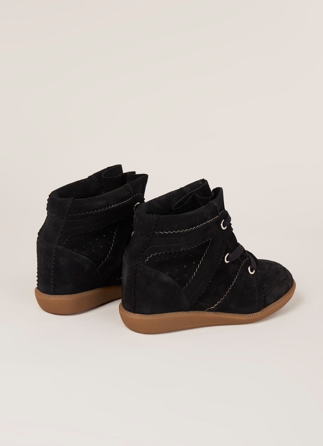 Isabel Marant Bobby sneakerwedge van kalfssuède  - detail 4 zwart