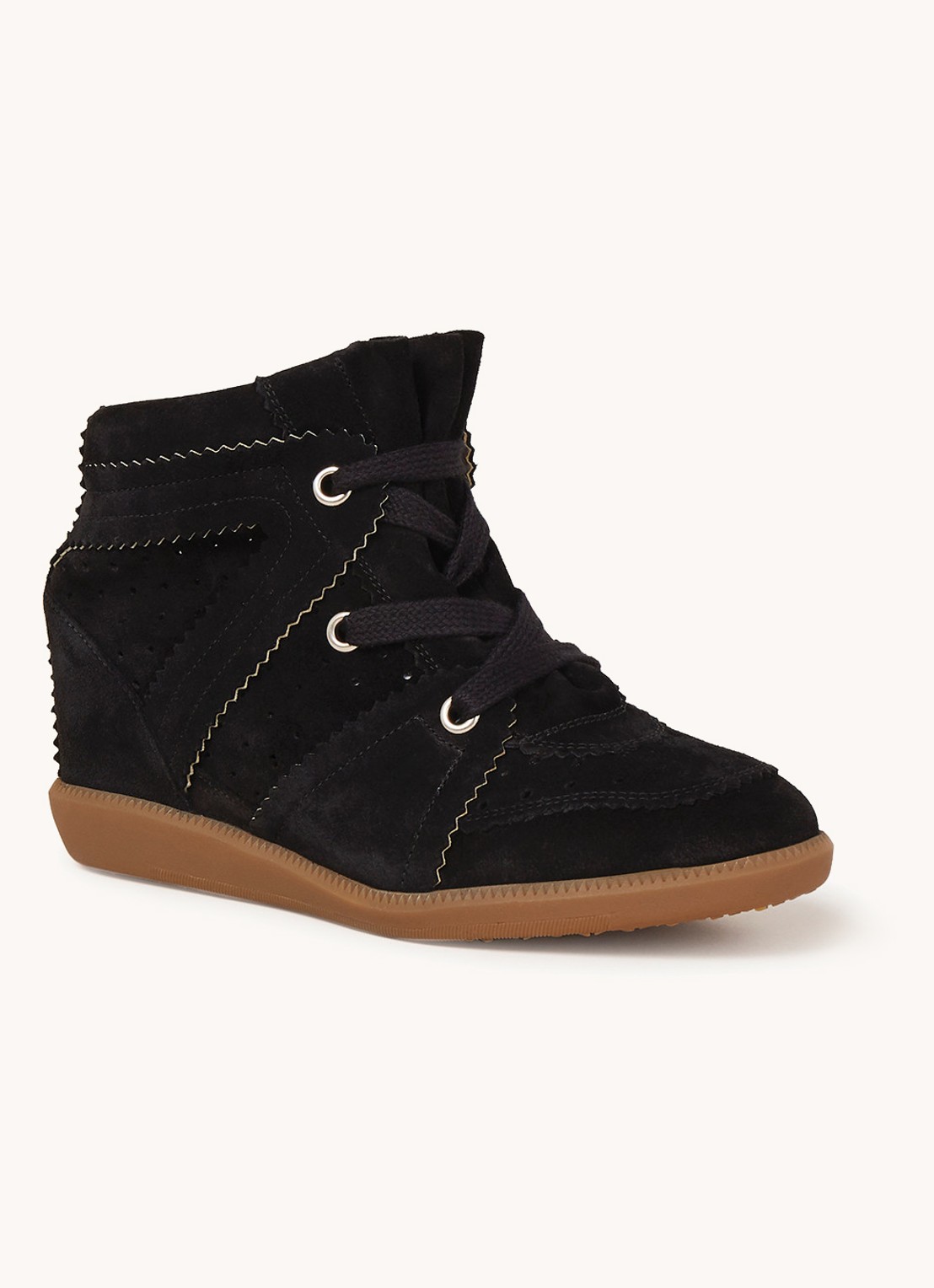 Isabel Marant Bobby sneakerwedge van kalfssuède  - voorkant zwart