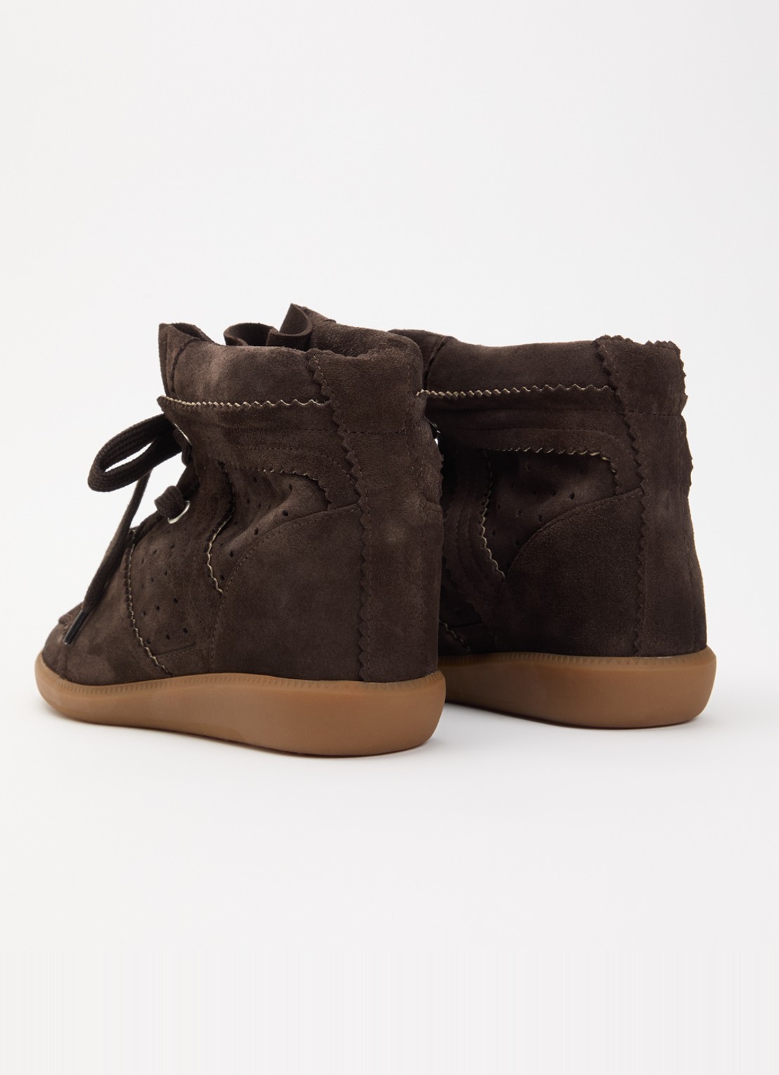 Isabel Marant Bobby sneakerwedge van kalfssuéde  - achterkant 4 chocoladebruin