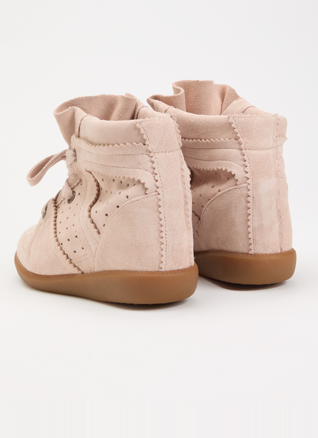 Isabel Marant Bobby sneakerwedge van suède - achterkant 4 lichtroze