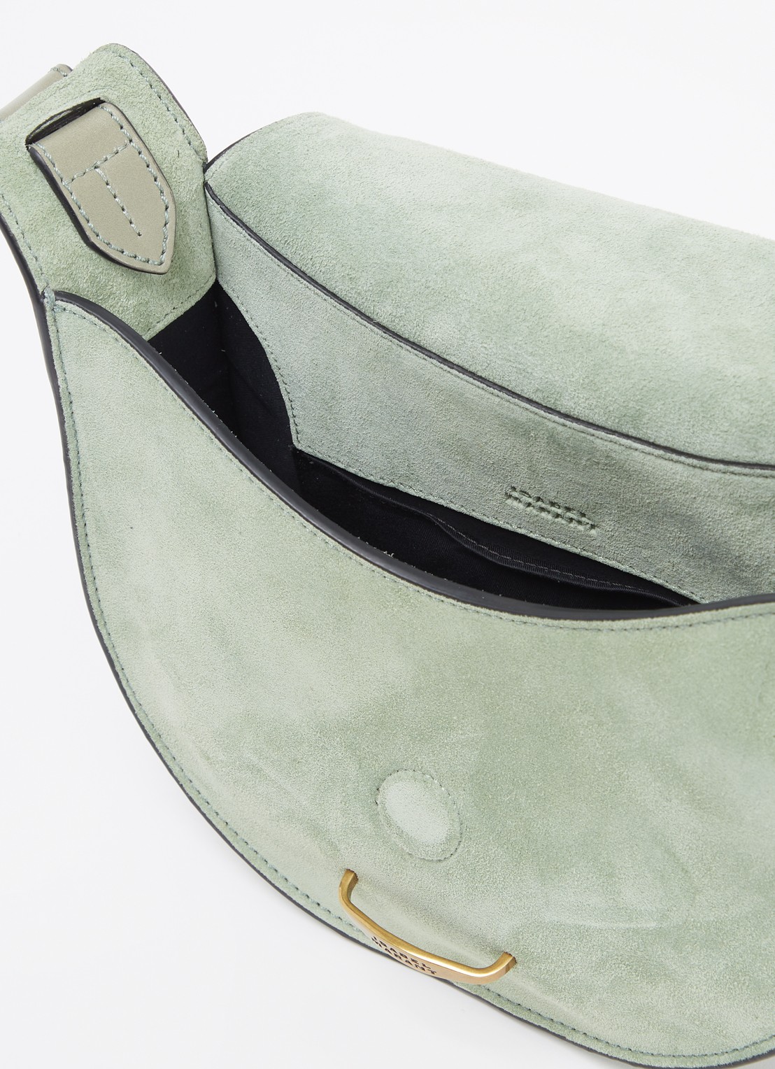 Isabel Marant Botsy crossbodytas van kalfssuède met leren details - detail 2 groen